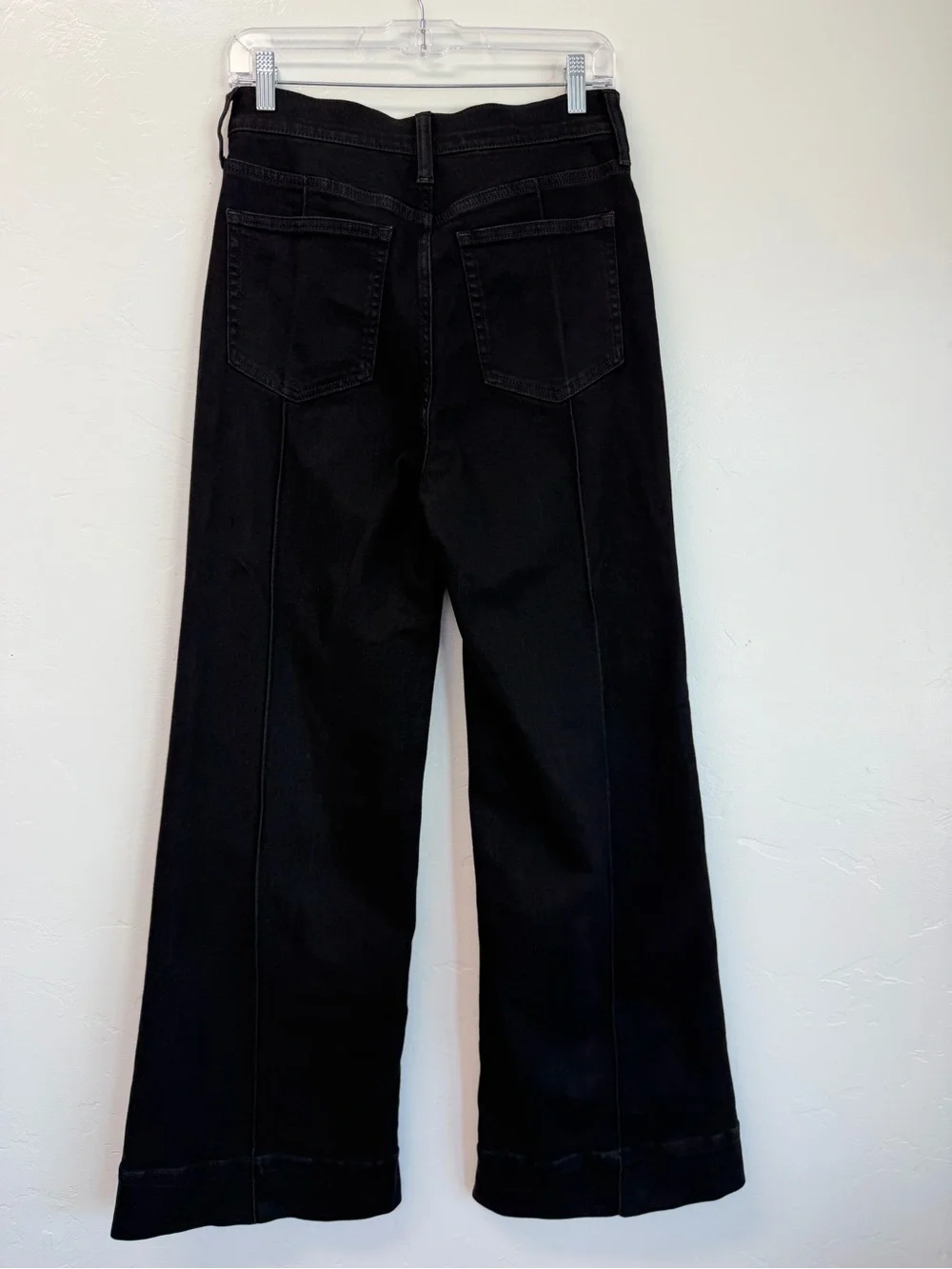 J.Crew Pintuck Denim Black High-Rise Wide-Leg Women's trouser Size 28